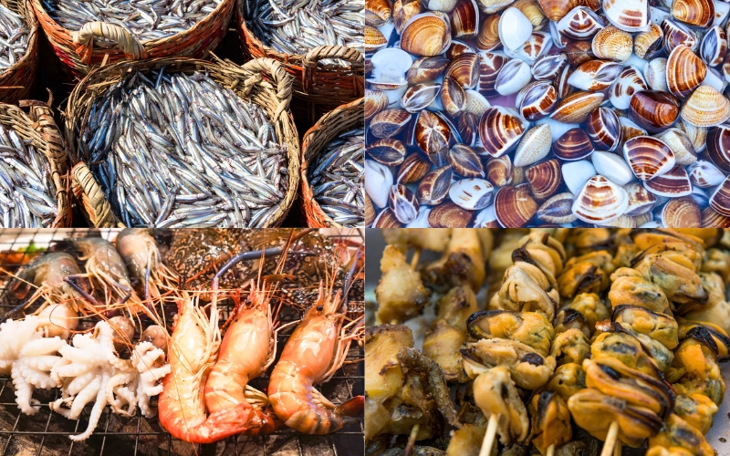 Fruits de mer fraîchement pêchés, prêts à être savourés Mui Ne