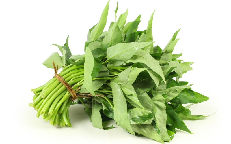 Rau muong (Liseron d’eau), légume emblématique de la cuisine vietnamienne.