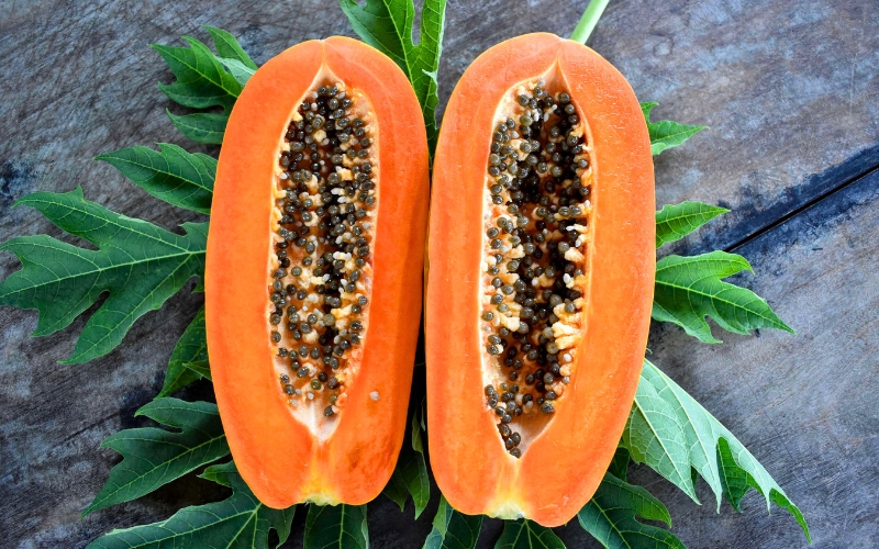 Du du (Papaye), fruit tropical aux couleurs vives et à la saveur douce, symbole de fraîcheur au Vietnam